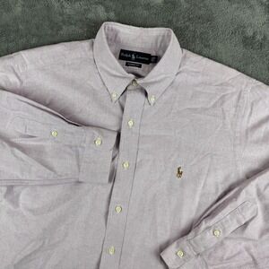 VTG Ralph Lauren Shirt Mens 17-35 Pink Classic Fit Button Down Long Sleeve Pony